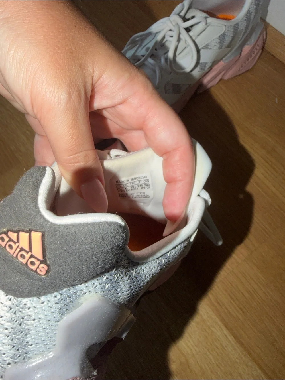 adidas womens Gray & Pink Sneakers with Orange Accents